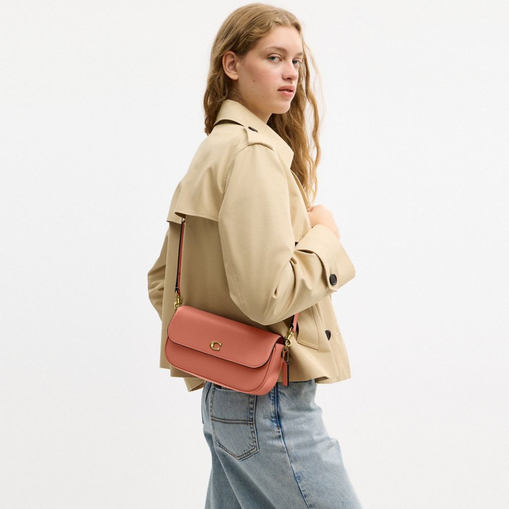 Coach Brook Flap Chain Bag Brass Dark Peach