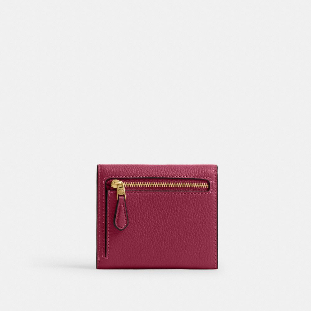 Coach Mila Small Flap Wallet Brass Dark Fuchsia
