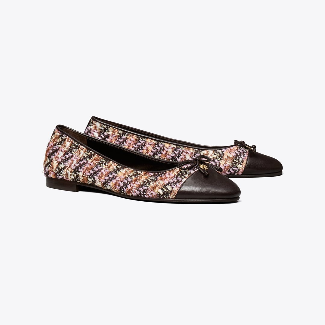 Tory Burch Cap-Toe Ballet ROSA MULTI / COCOA