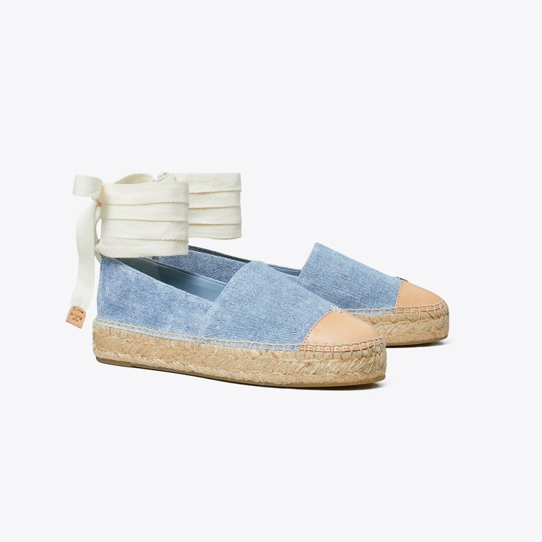 Tory Burch Cap-Toe Espadrille BLUE CLOUD / BRUSHED ALMOND