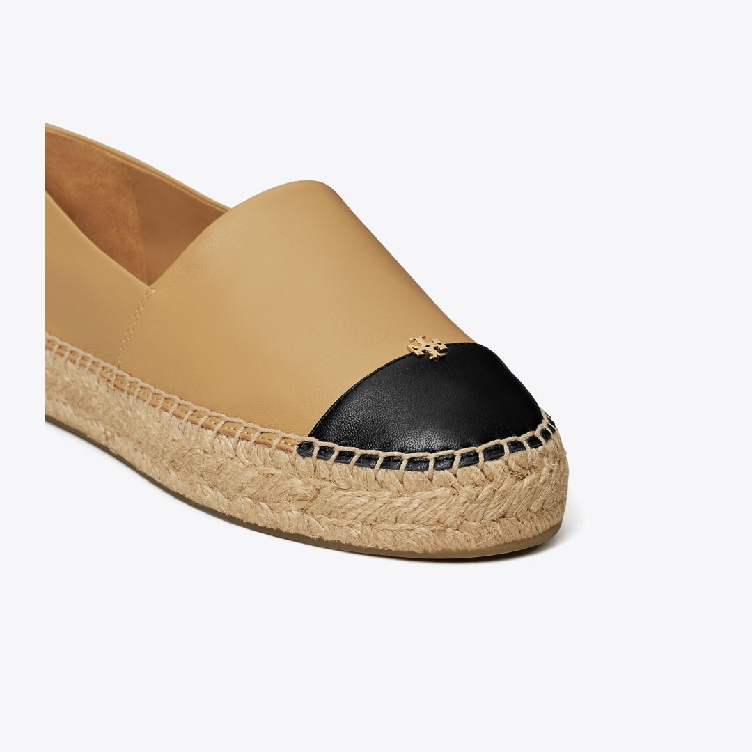 Tory Burch Cap-Toe Espadrille GINGER SHORTBREAD / PERFECT BLACK