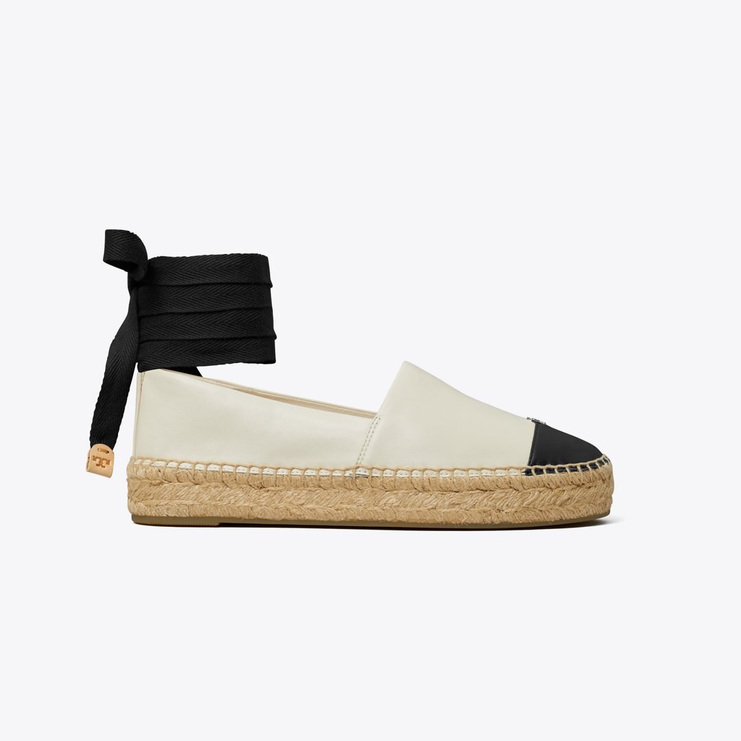 Tory Burch Cap-Toe Espadrille LIGHT CREAM / PERFECT BLACK