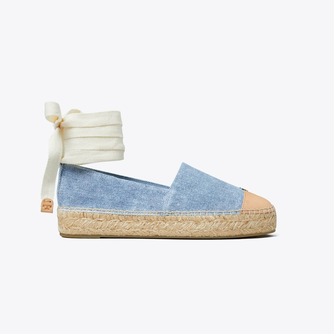 Tory Burch Cap-Toe Espadrille BLUE CLOUD / BRUSHED ALMOND