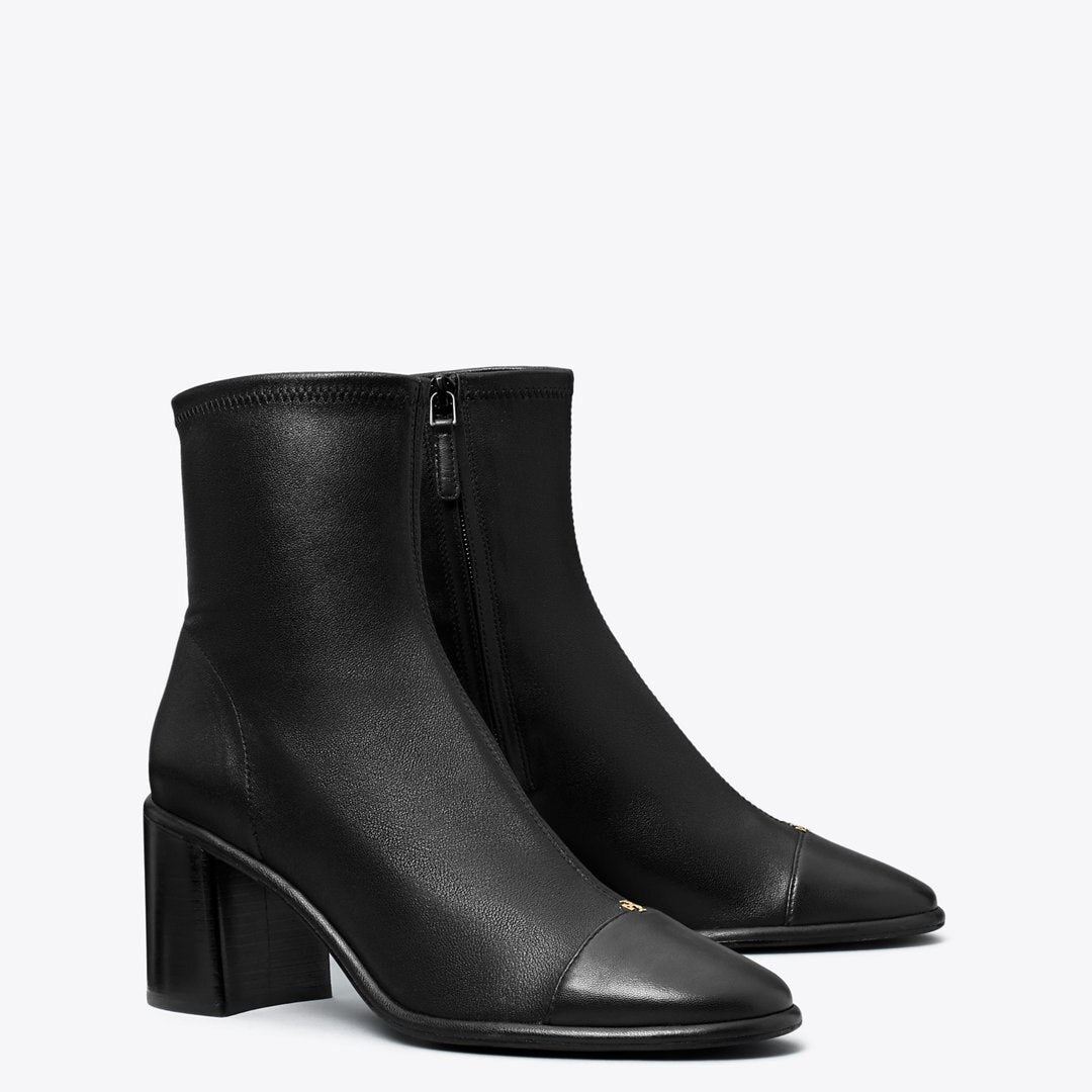 Tory Burch Cap-Toe Heeled Ankle Boot PERFECT BLACK