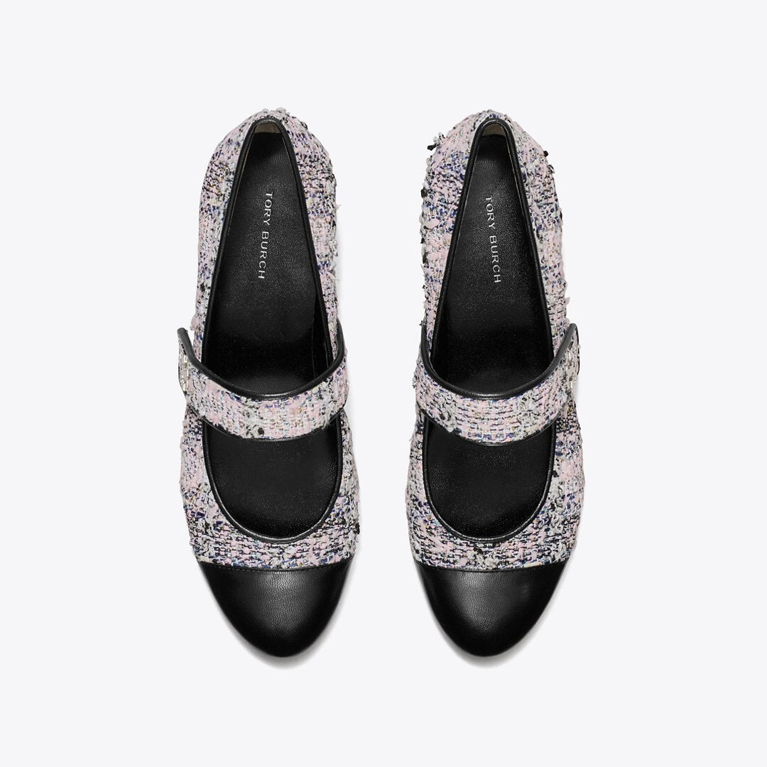 Tory Burch Cap-Toe Mary Jane PINK / BLACK MULTI