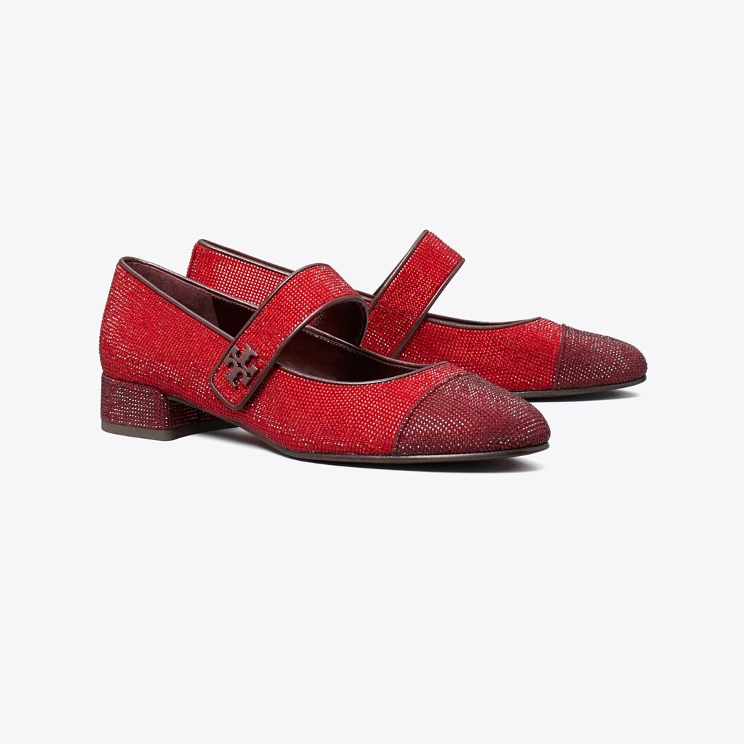 Tory Burch Cap-Toe Mary Jane Pav Heeled Ballet RUBY / PLUM