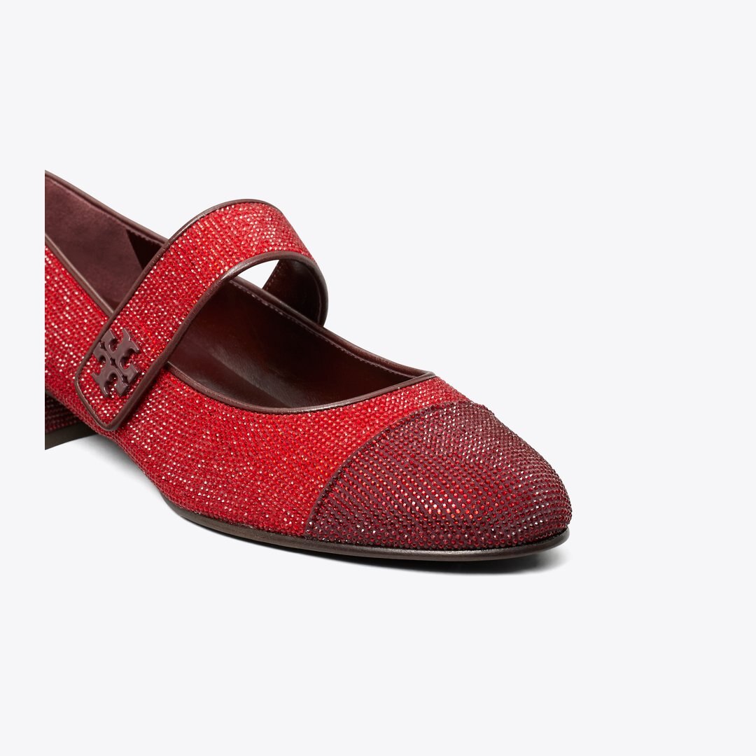 Tory Burch Cap-Toe Mary Jane Pav Heeled Ballet RUBY / PLUM