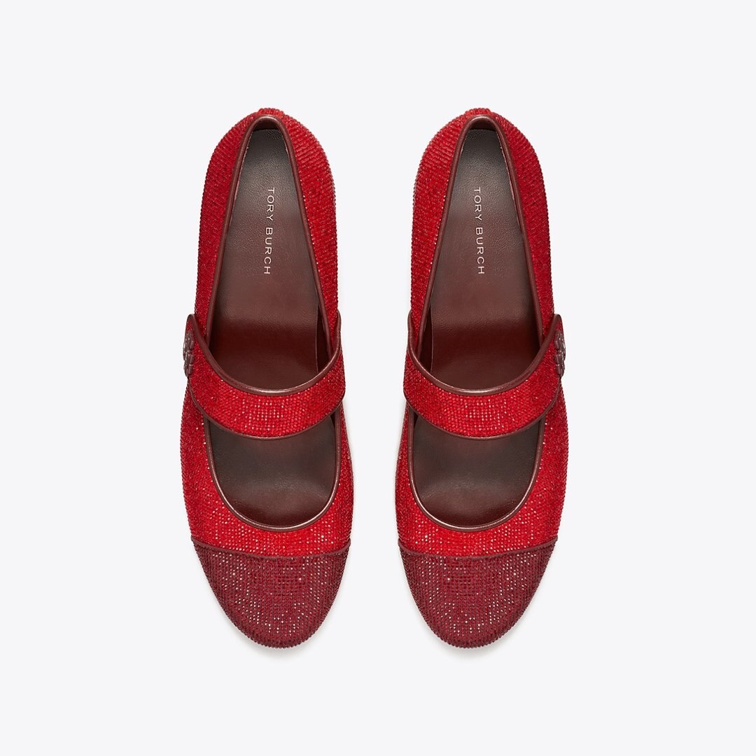 Tory Burch Cap-Toe Mary Jane Pav Heeled Ballet RUBY / PLUM