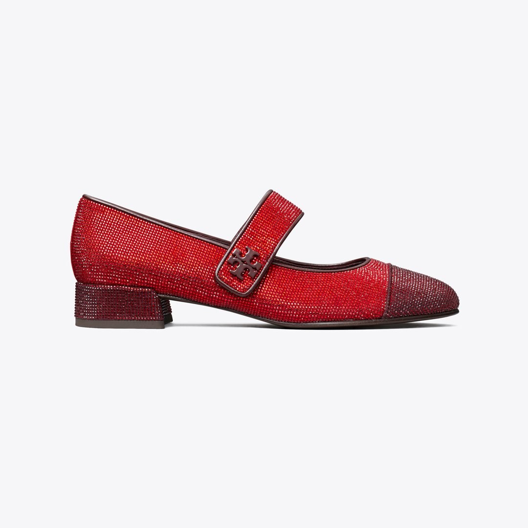 Tory Burch Cap-Toe Mary Jane Pav Heeled Ballet RUBY / PLUM