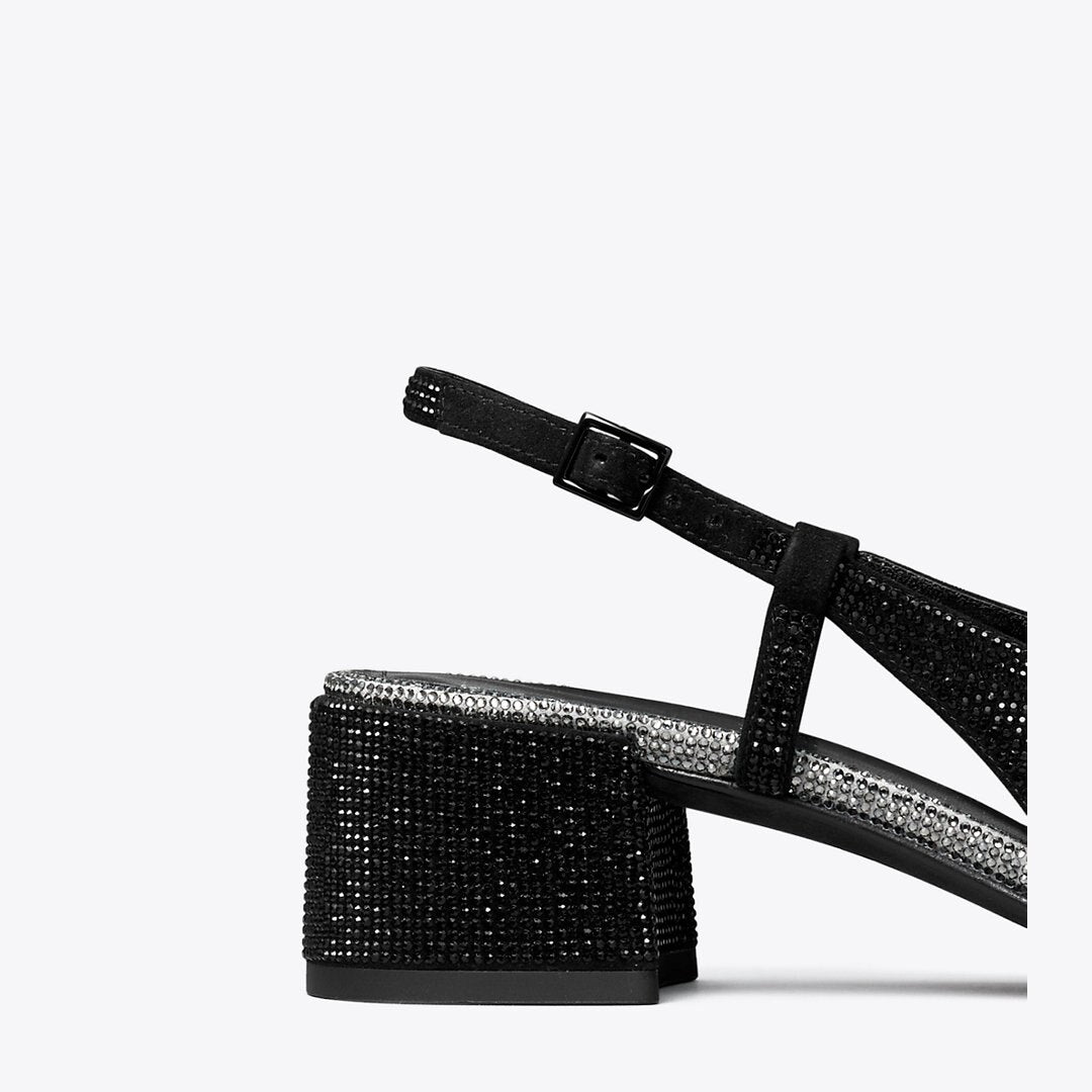 Tory Burch Cap-Toe Pav Slingback PERFECT BLACK / SILVER