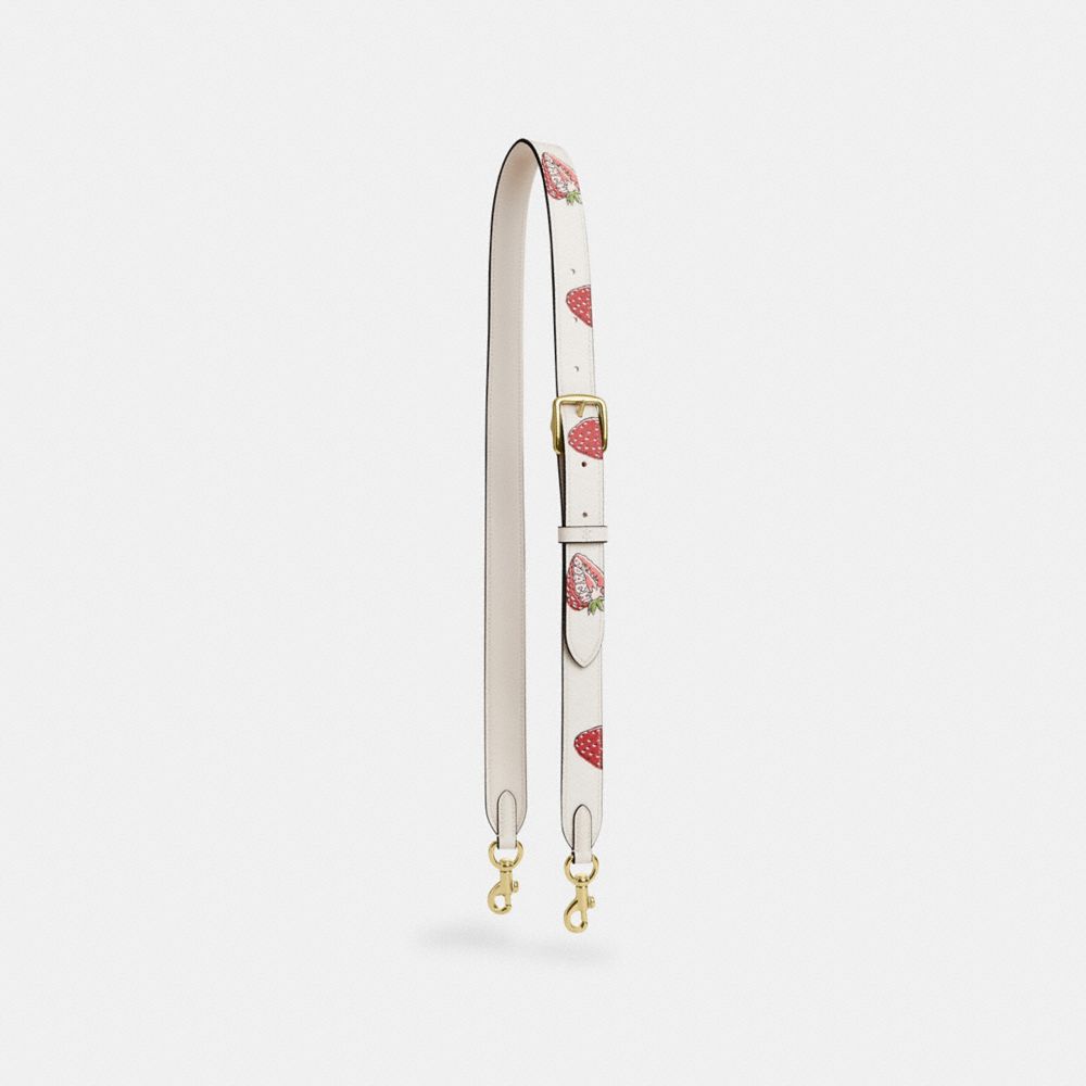 Coach Reversible Strap With Strawberry Print Gold Chalk Multi