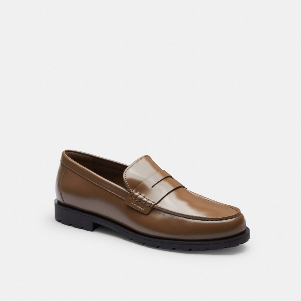 Men's Coach Reagan Penny Loafer Dark Stone