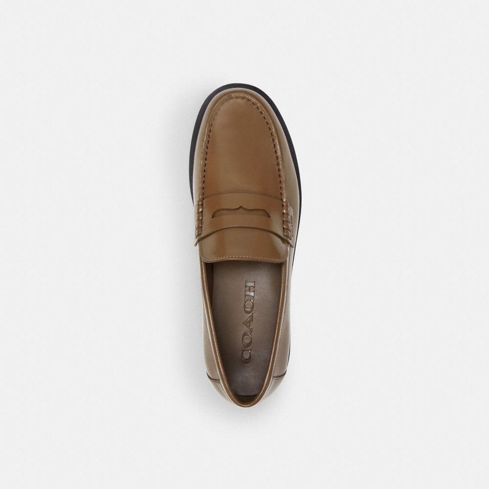 Men's Coach Reagan Penny Loafer Dark Stone
