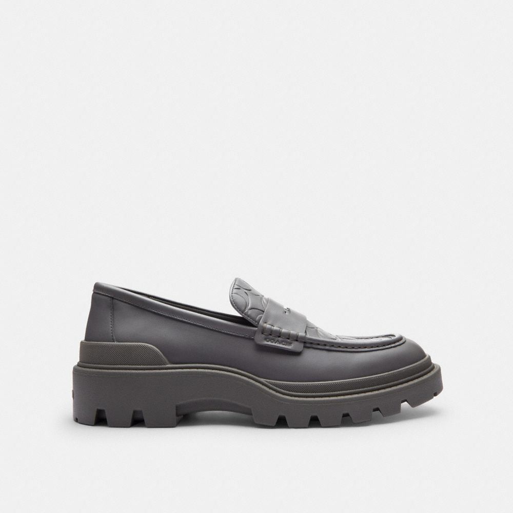 Men's Coach Loafer With Signature Print Charcoal