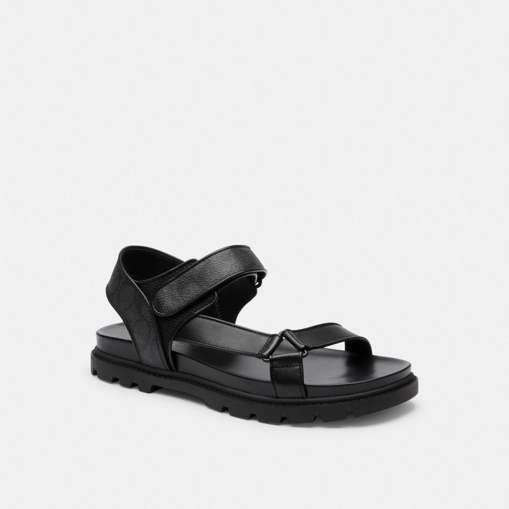 Coach Sport Sandal In Signature Canvas Black Charcoal