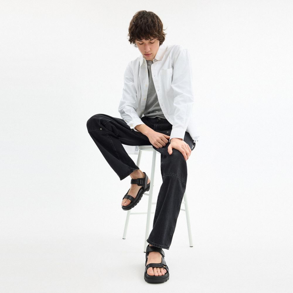 Coach Sport Sandal In Signature Canvas Black Charcoal