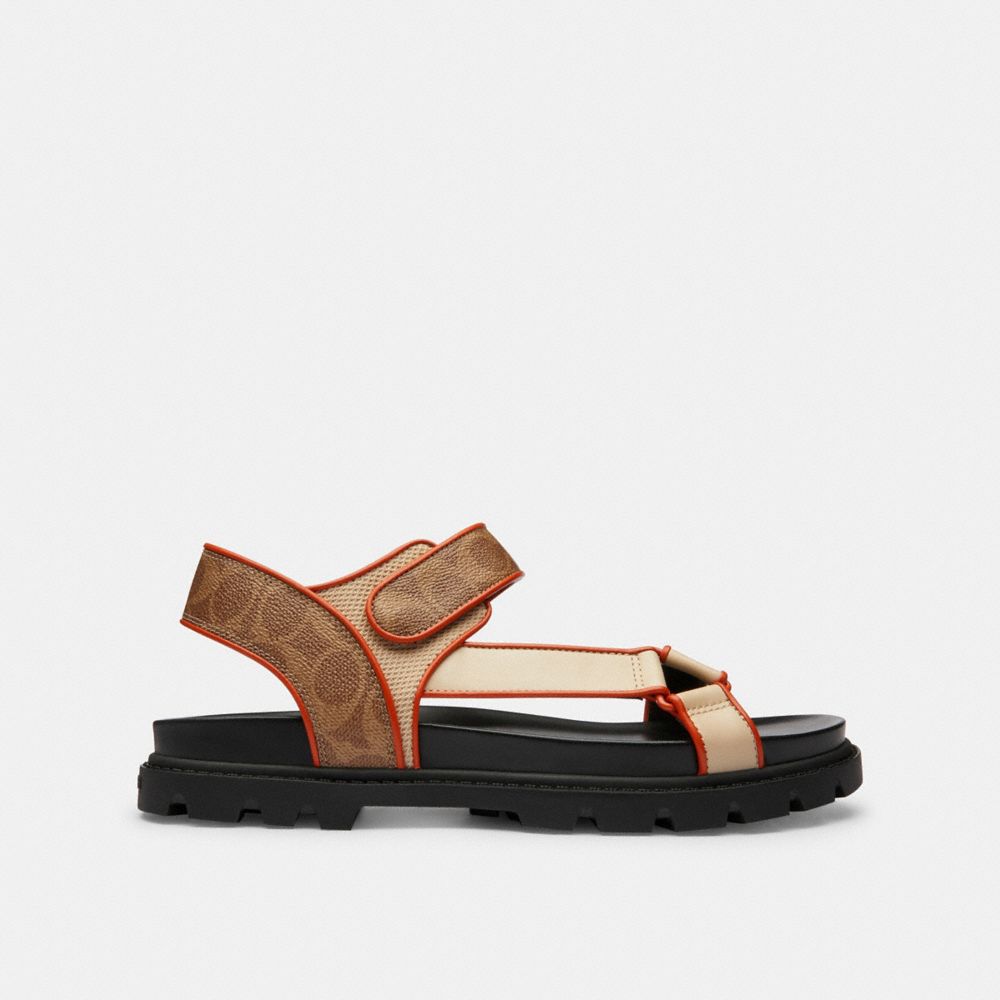 Coach Sport Sandal In Signature Canvas Chalk Multi