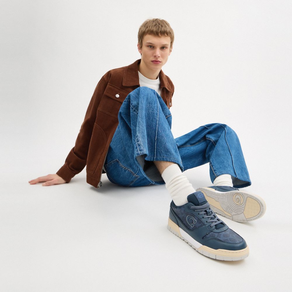Men's Coach Soho Sneaker With Signature Canvas Denim Denim