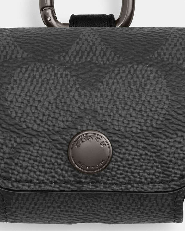 Large Wireless Earbud Pro Case In Signature Canvas Gunmetal-Charcoal Gunmetal-Charcoal