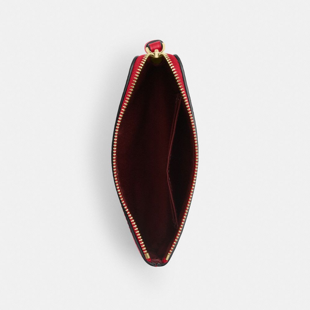 Coach Corner Zip Wristlet In Signature Canvas Gold Bold Red