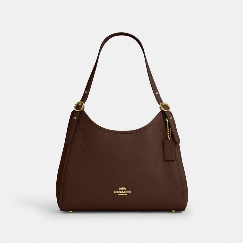 Coach Erin Shoulder Bag in Gold Maple pebbled leather with turnlock closure