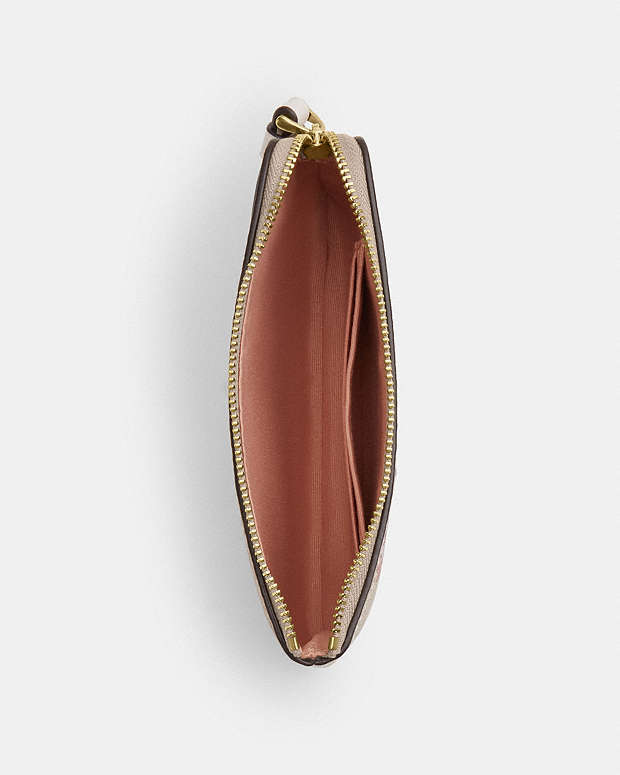 Corner Zip Wristlet In Signature Canvas With Floral Print Gold-Sand Multi Gold-Sand Multi