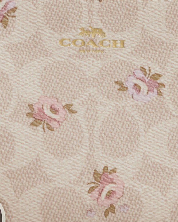 Corner Zip Wristlet In Signature Canvas With Floral Print Gold-Sand Multi Gold-Sand Multi