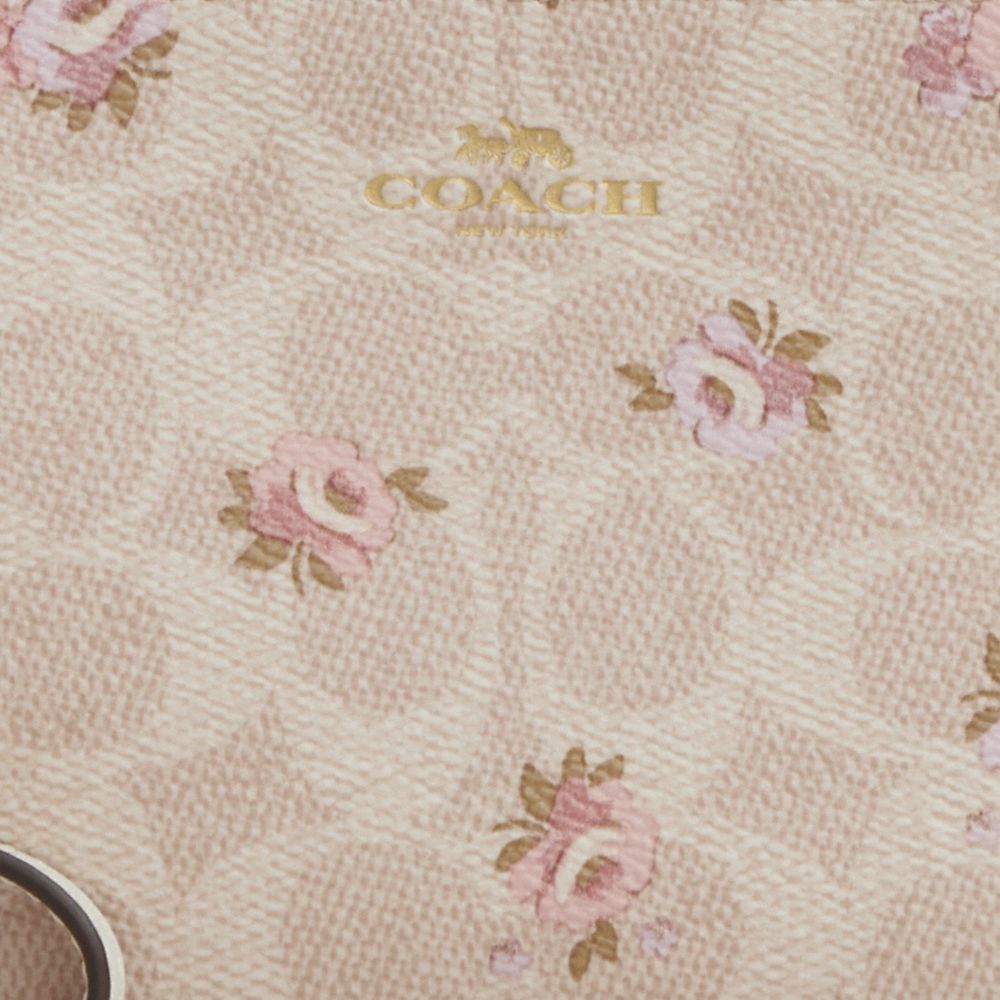 Coach Corner Zip Wristlet In Signature Canvas With Floral Print Gold/Sand Multi