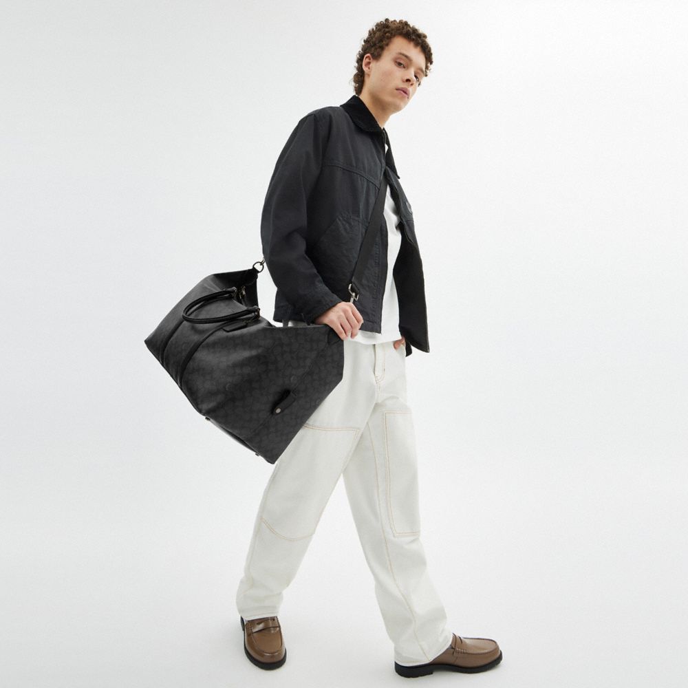Coach Trekker Bag 52 In Signature Canvas Gunmetal Charcoal Black