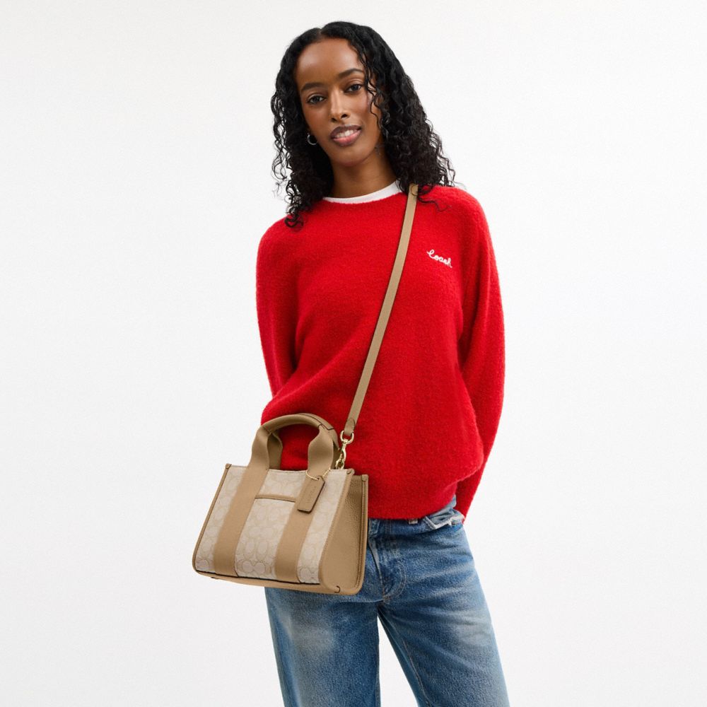 Coach Smith Tote Bag 24 In Signature Jacquard Gold Light Khaki Multi