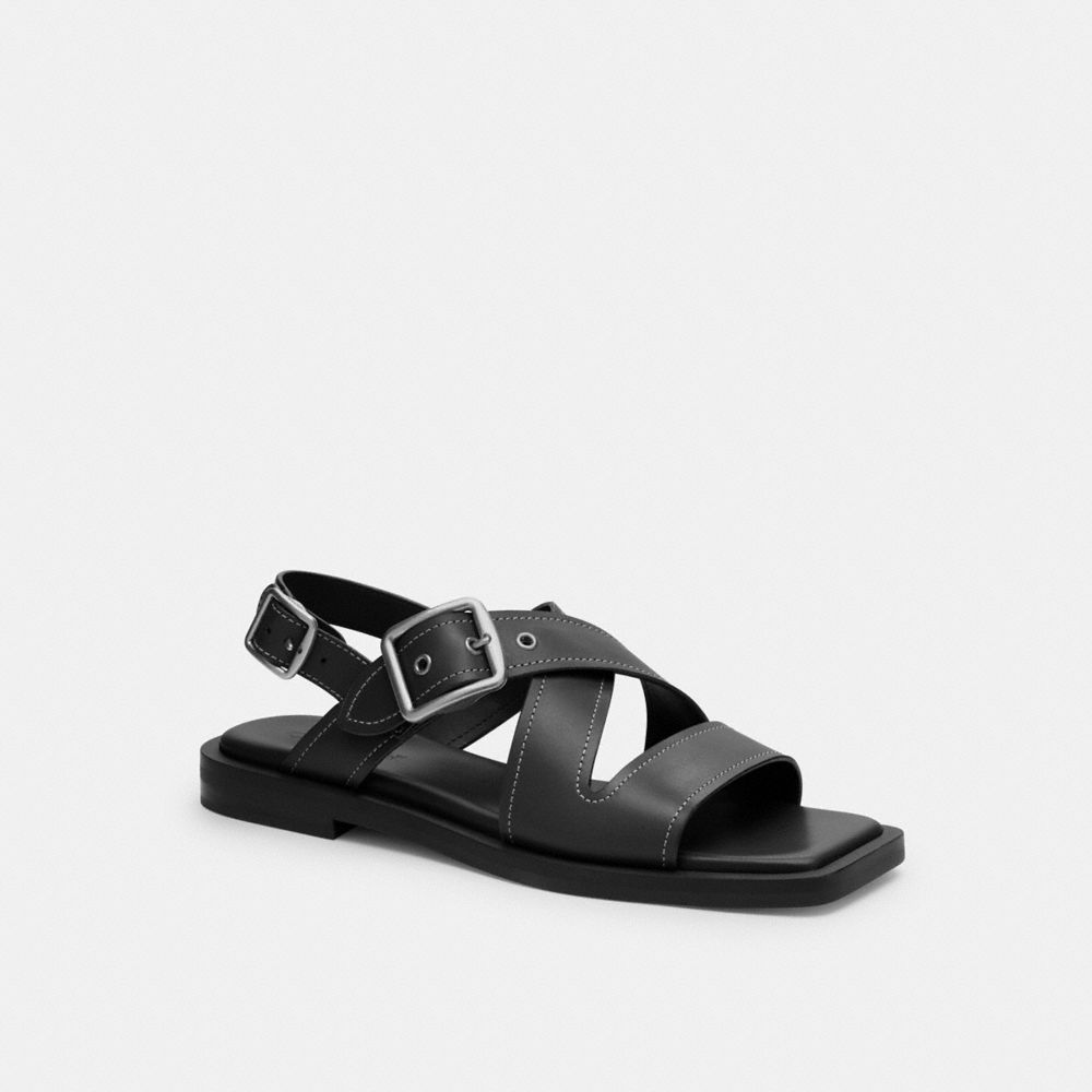 Women's Coach Archival Buckle Flat Sandal Black