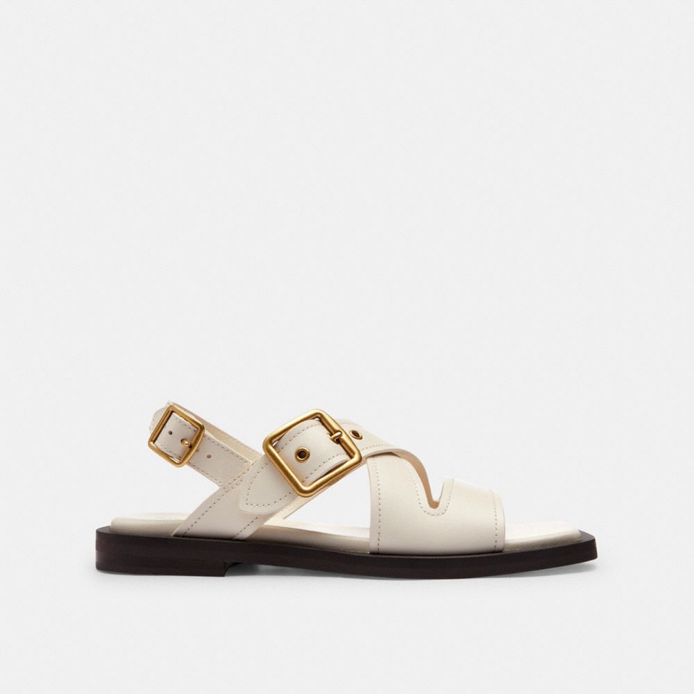 Coach Archival Buckle Flat Sandal Chalk