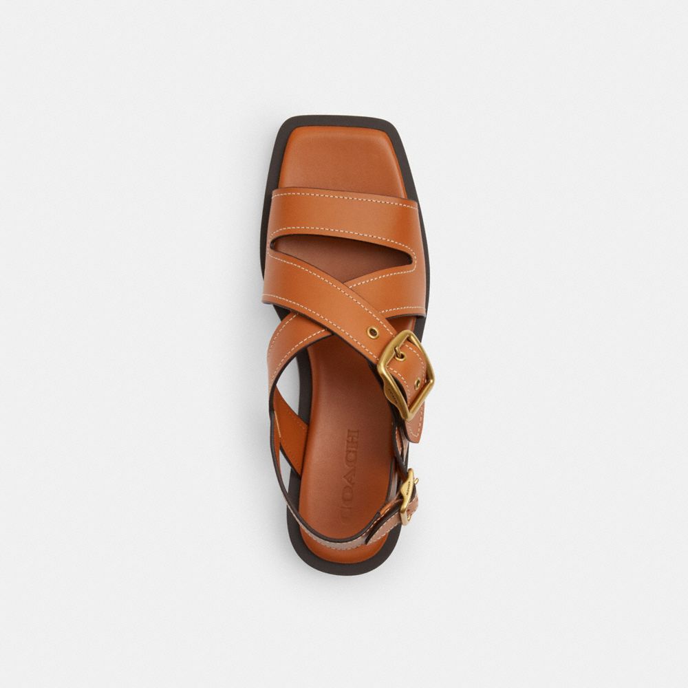 Coach Archival Buckle Flat Sandal Cognac