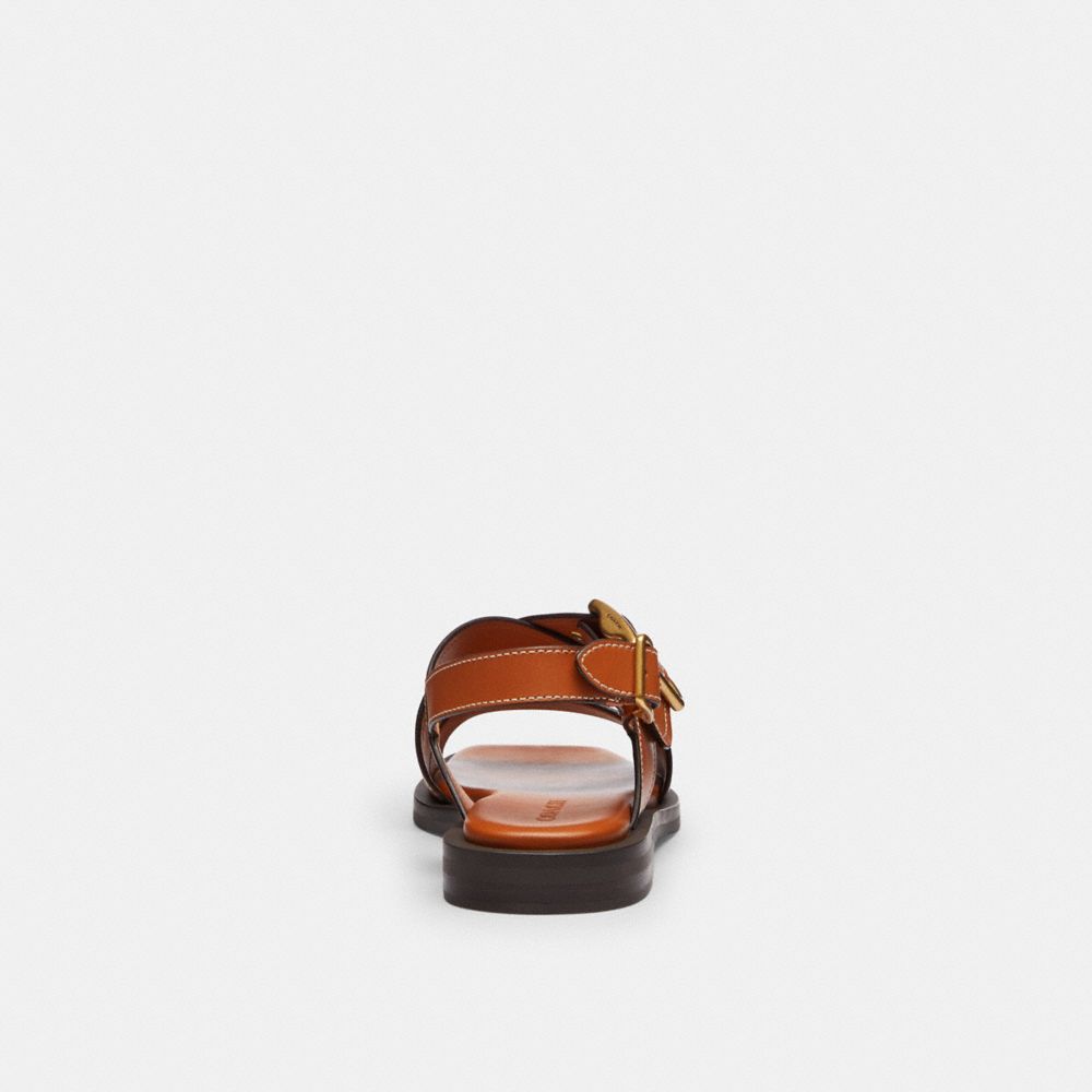 Coach Archival Buckle Flat Sandal Cognac