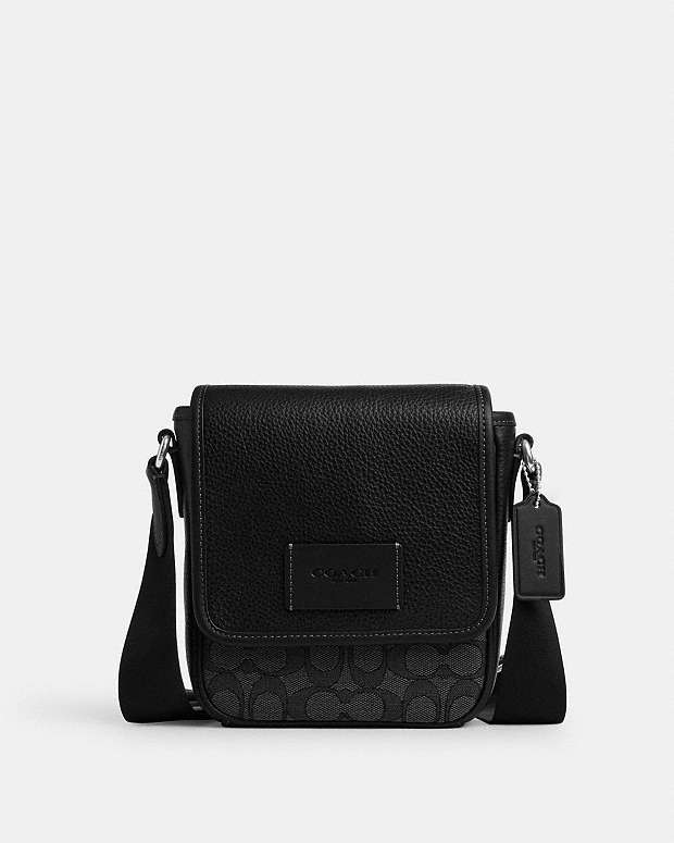 Lucas Crossbody Bag In Signature Jacquard Silver-Charcoal-Black Silver-Charcoal-Black