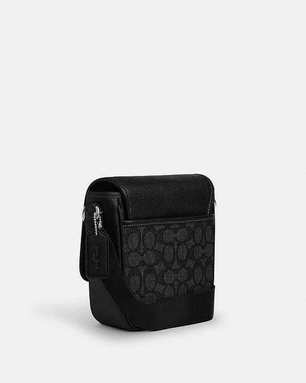 Lucas Crossbody Bag In Signature Jacquard Silver-Charcoal-Black Silver-Charcoal-Black