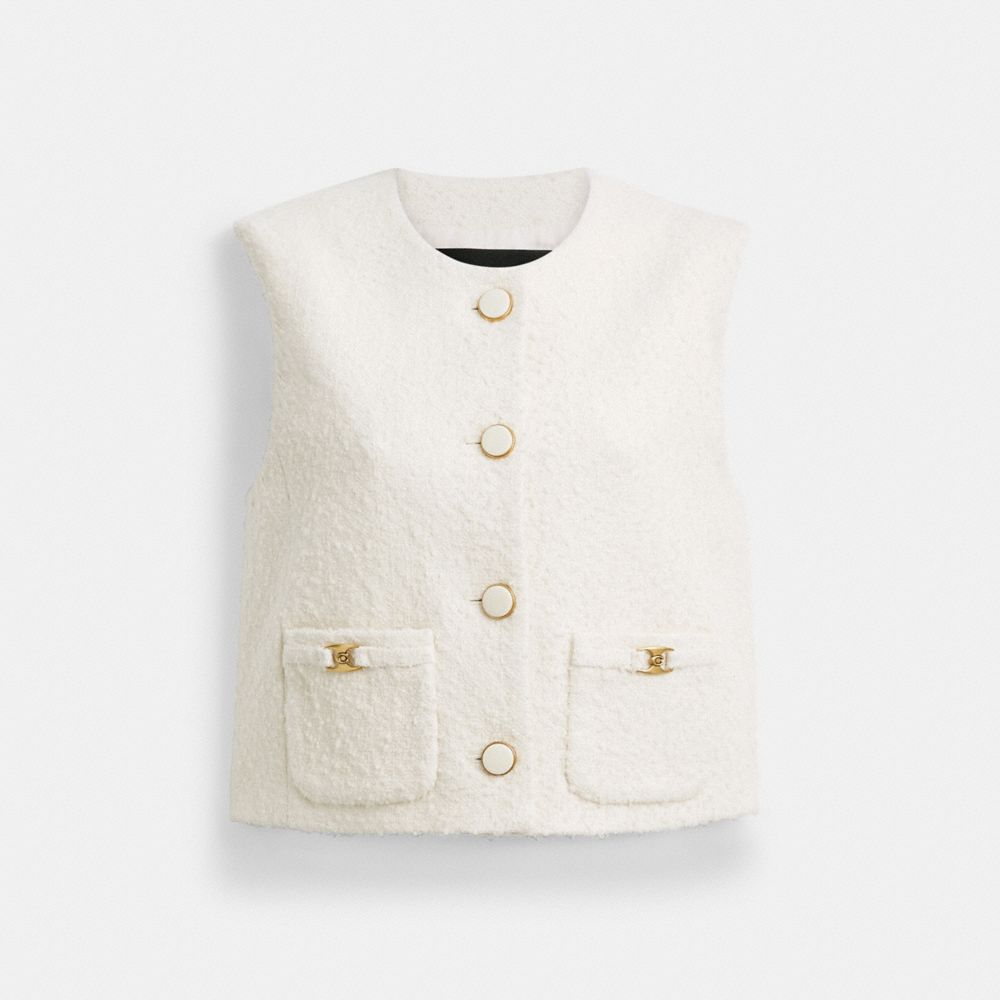 Coach Heritage C Boucle Vest Cream