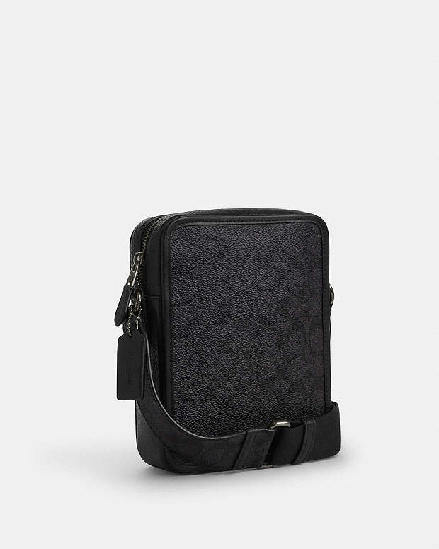 Sullivan Crossbody Bag In Signature Canvas With Patches Gunmetal-Charcoal Multi Gunmetal-Charcoal Multi