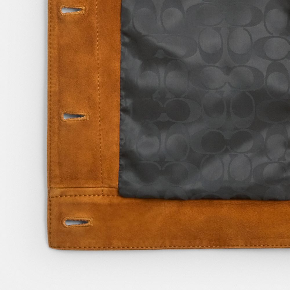 Coach Cropped Suede Jacket Warm Brown