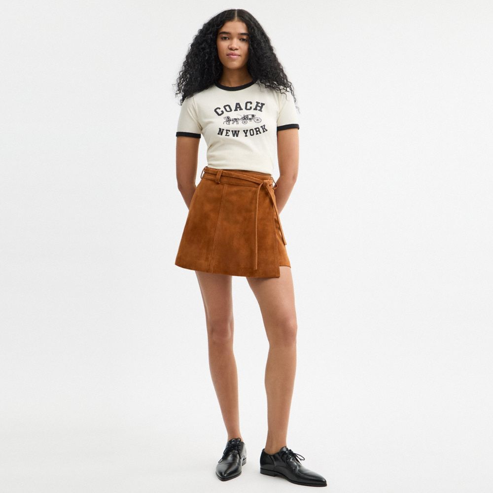 Coach Suede Skirt Warm Brown