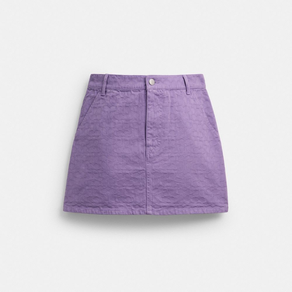 Coach Signature Denim Skirt Purple