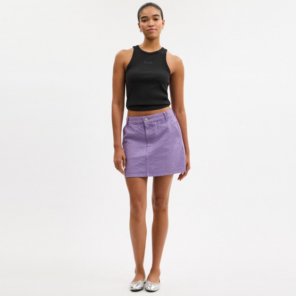 Coach Signature Denim Skirt Purple