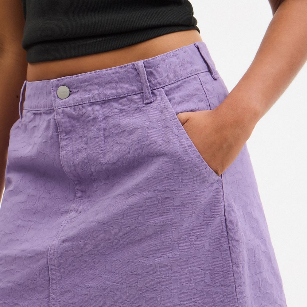 Coach Signature Denim Skirt Purple