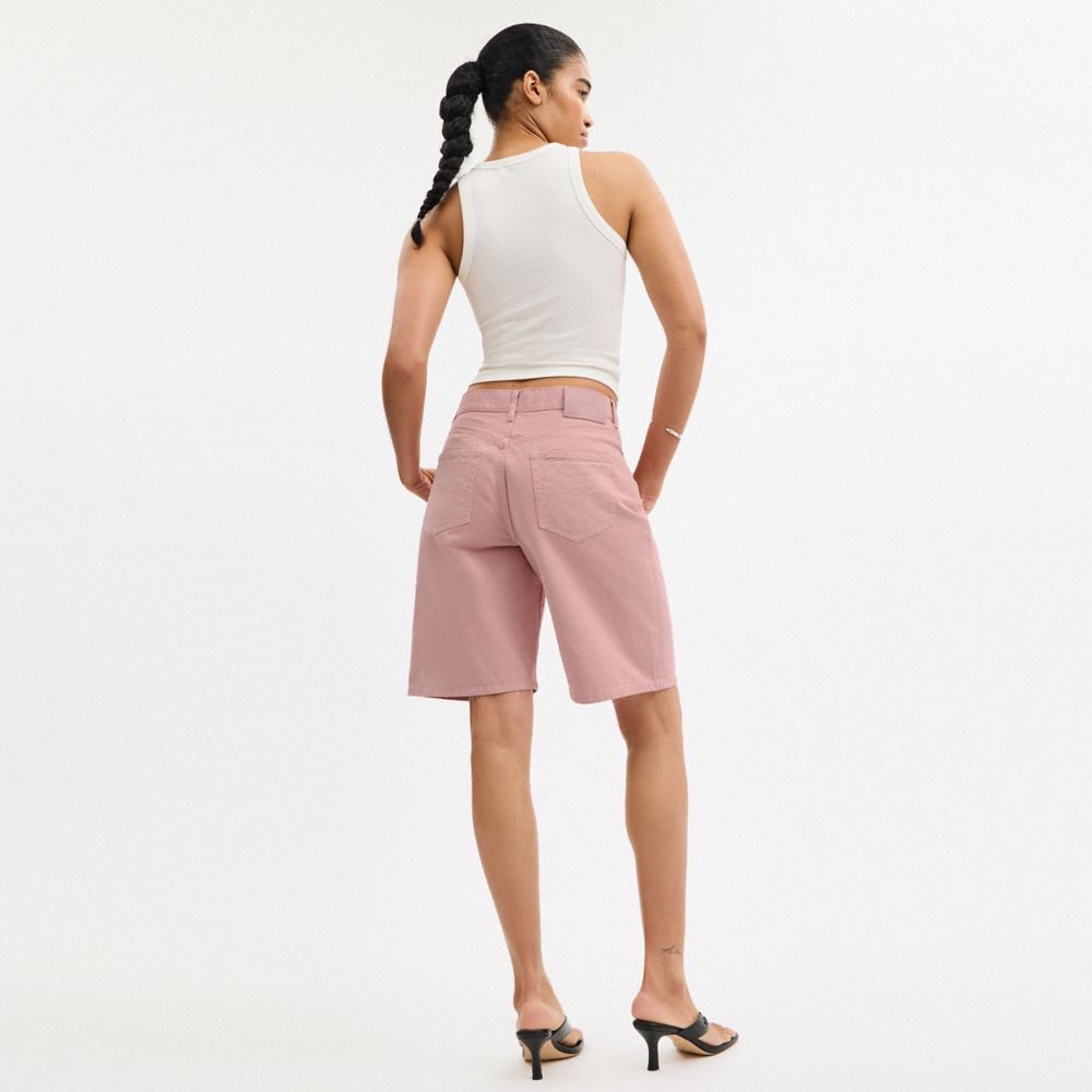 Coach Denim Skater Shorts Pink