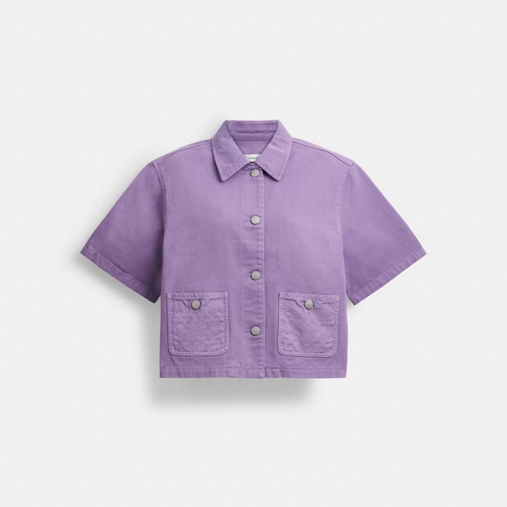Coach Denim Short Sleeve Top Purple