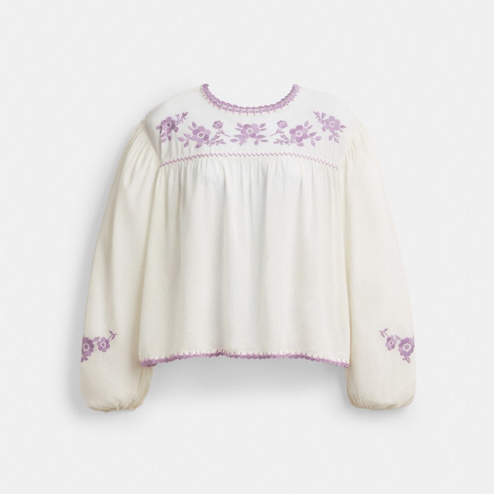 Coach Floral Embroidered Blouse White