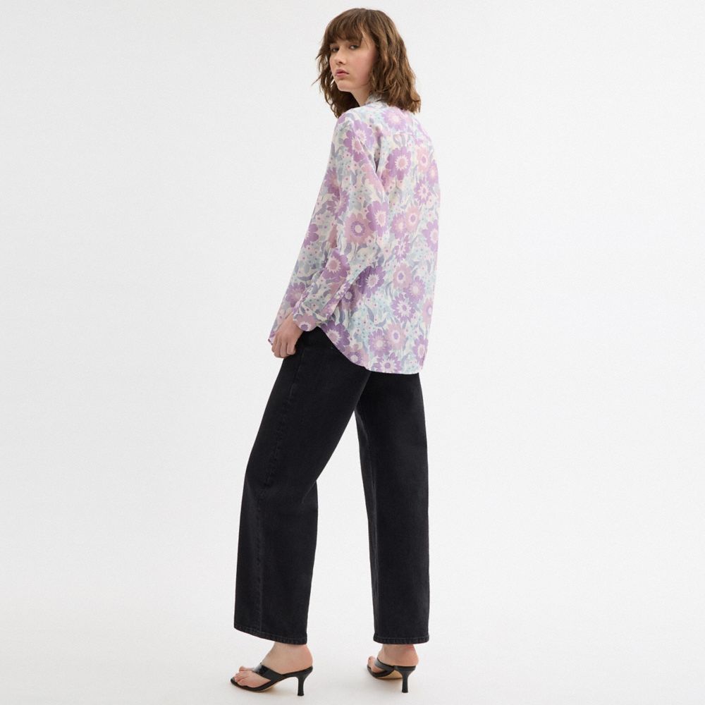 Coach Cotton Voile Shirt Purple Floral