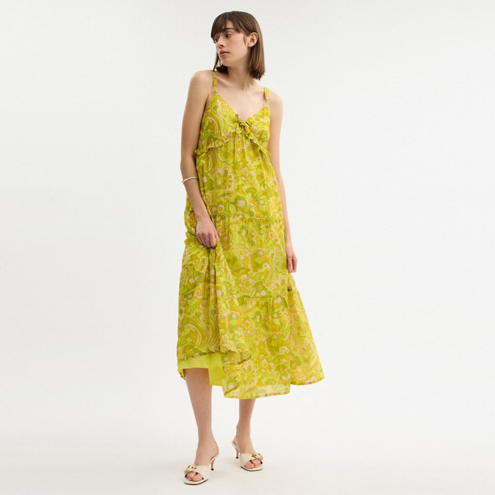 Coach Cotton Voile Maxi Dress Yellow Paisley