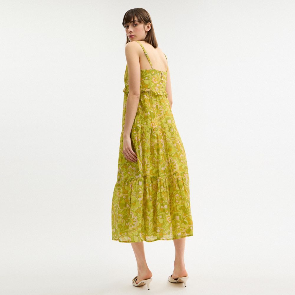 Coach Cotton Voile Maxi Dress Yellow Paisley