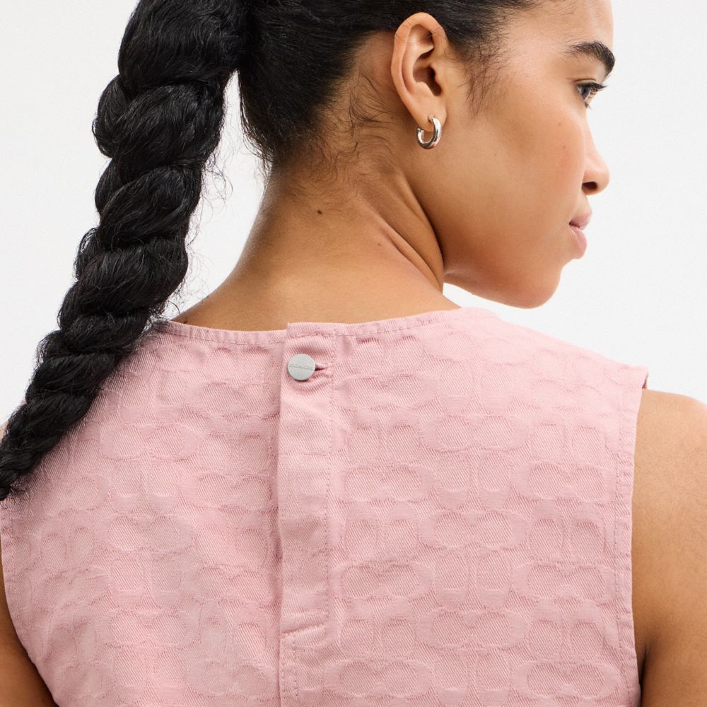 Coach Signature Denim Sleeveless Top Pink